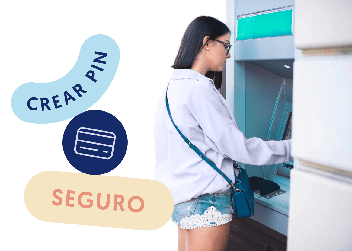 mujer usando cajero