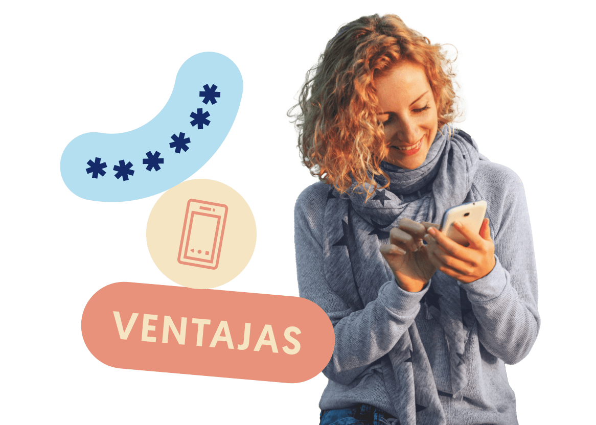 mujer usando su movil